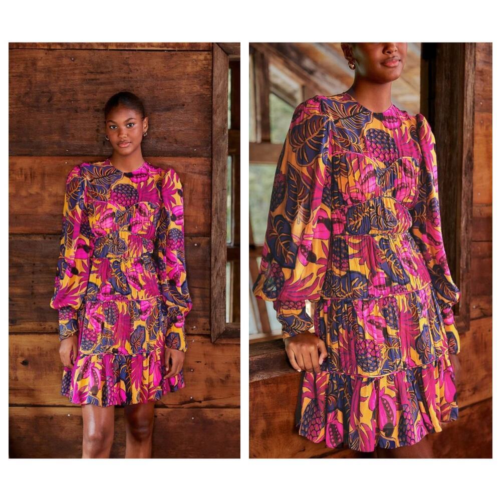 Farm Rio Fruit Dream Long-Sleeve Mini Dress Size Medium - Picture 16 of 16